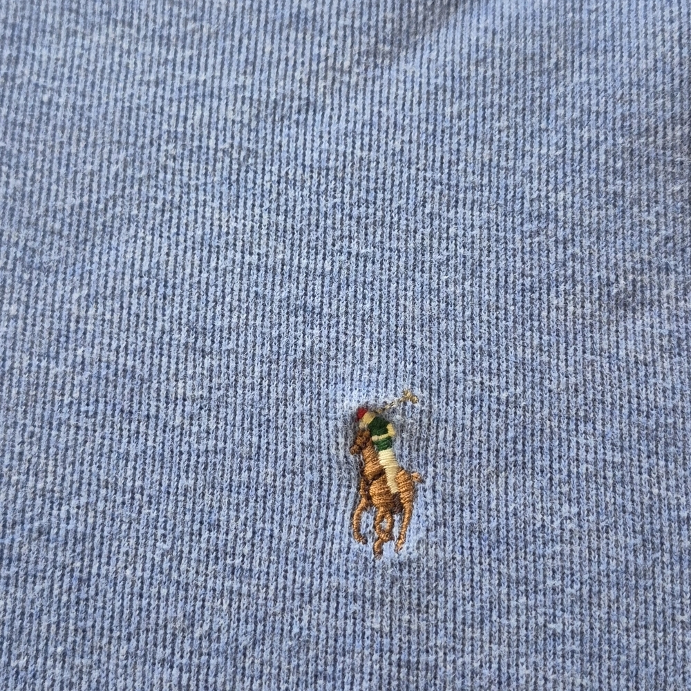 Men's Light Blue Quarter-Zip Polo Sweater - Picture 3 of 6